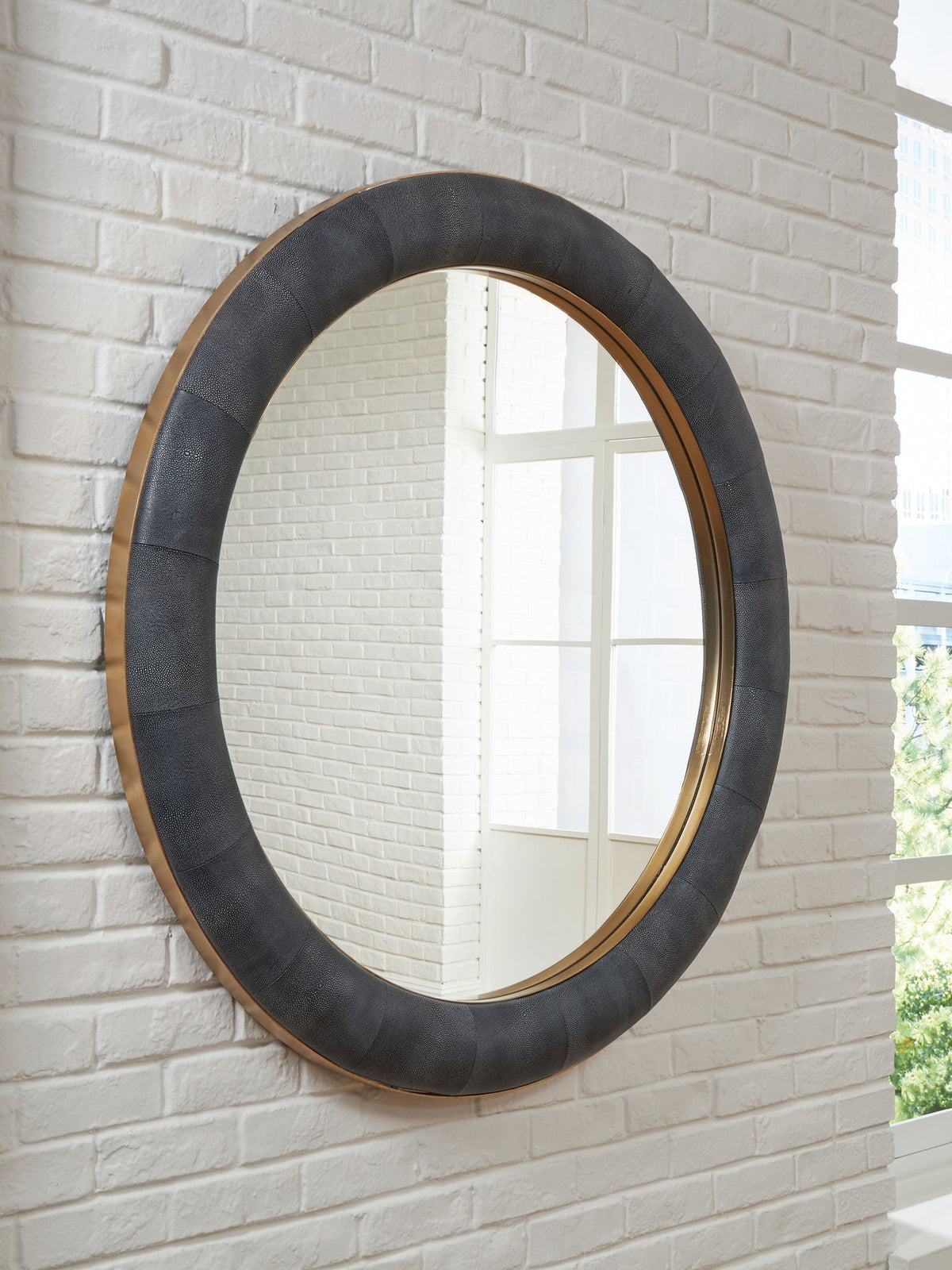 Corinsworth - Accent Mirror - Charcoal / Brass Finish โ view 2