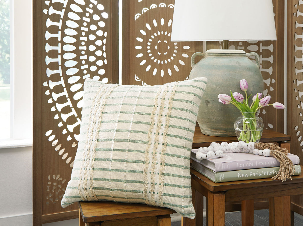 Rowton - Pillow (Set of 4) - White / Green — view 2