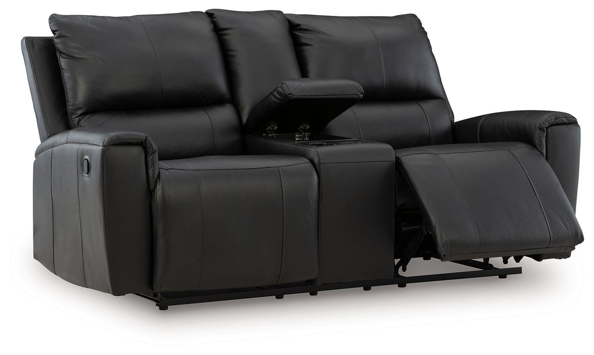Glossmore - Reclining Loveseat With Console - Black โ view 3