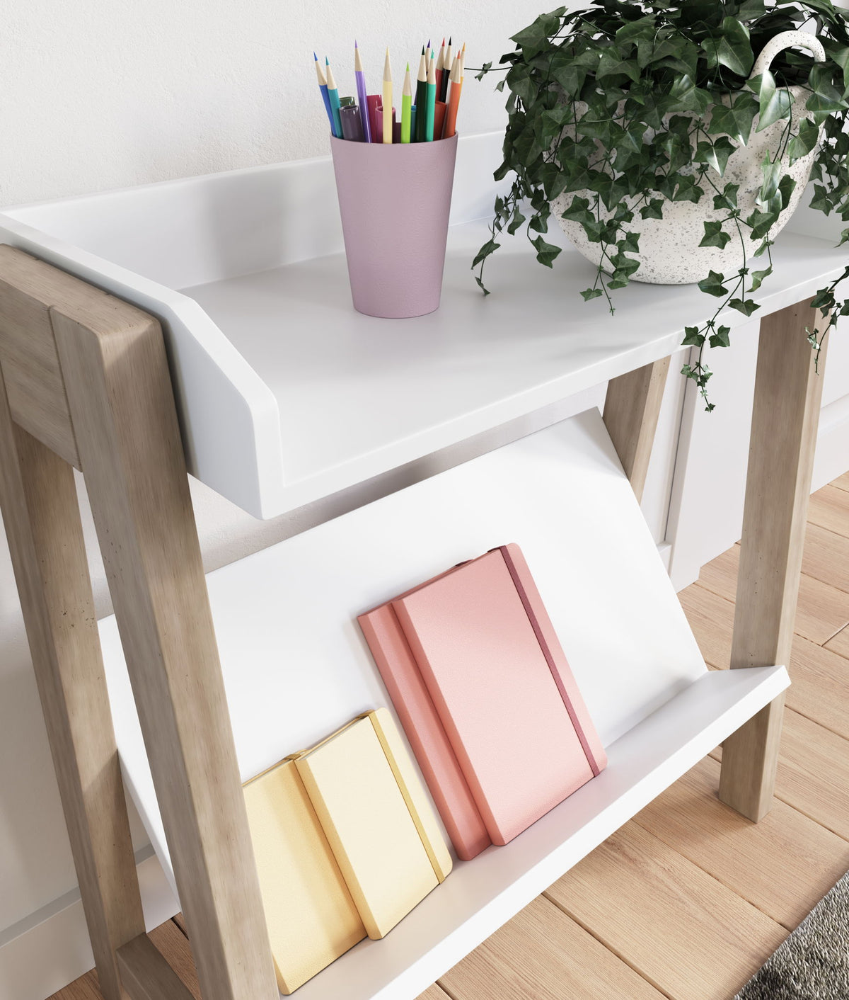 Blariden - Small Bookcase - White / Tan — view 8