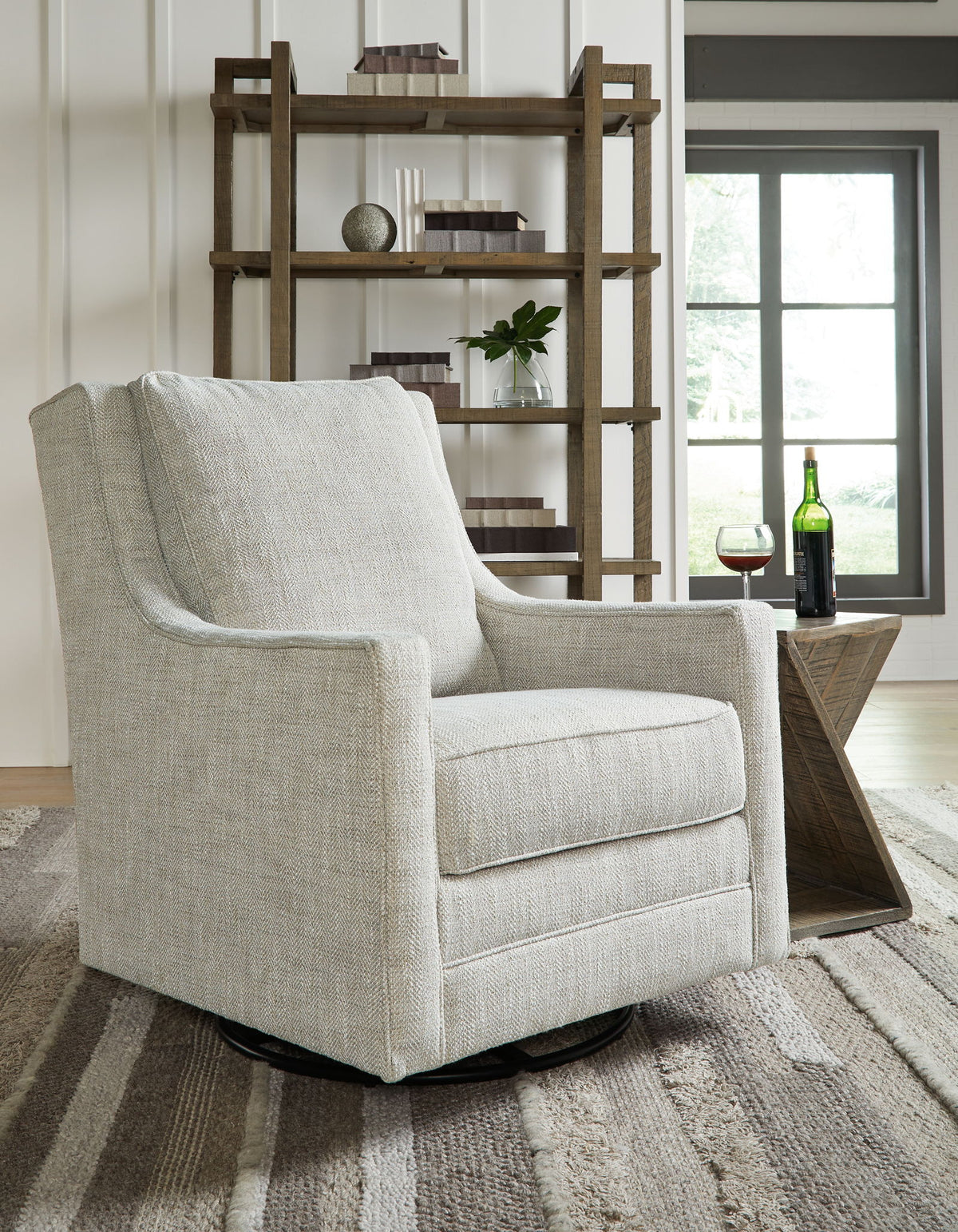 Kambria - Swivel Glider Accent Chair - Fog — view 2