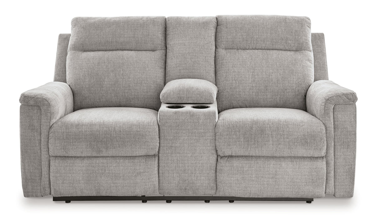 Barnsana - Dbl Power Reclining Loveseat with Console - Ash — view 5