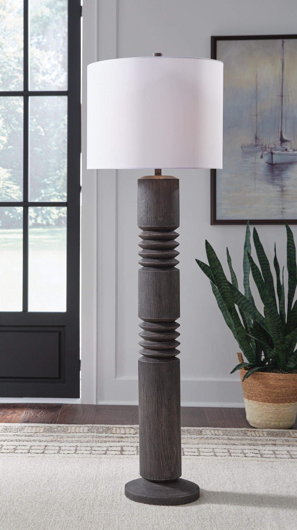 Fainwell - Poly Floor Lamp - Distressed Black — view 2