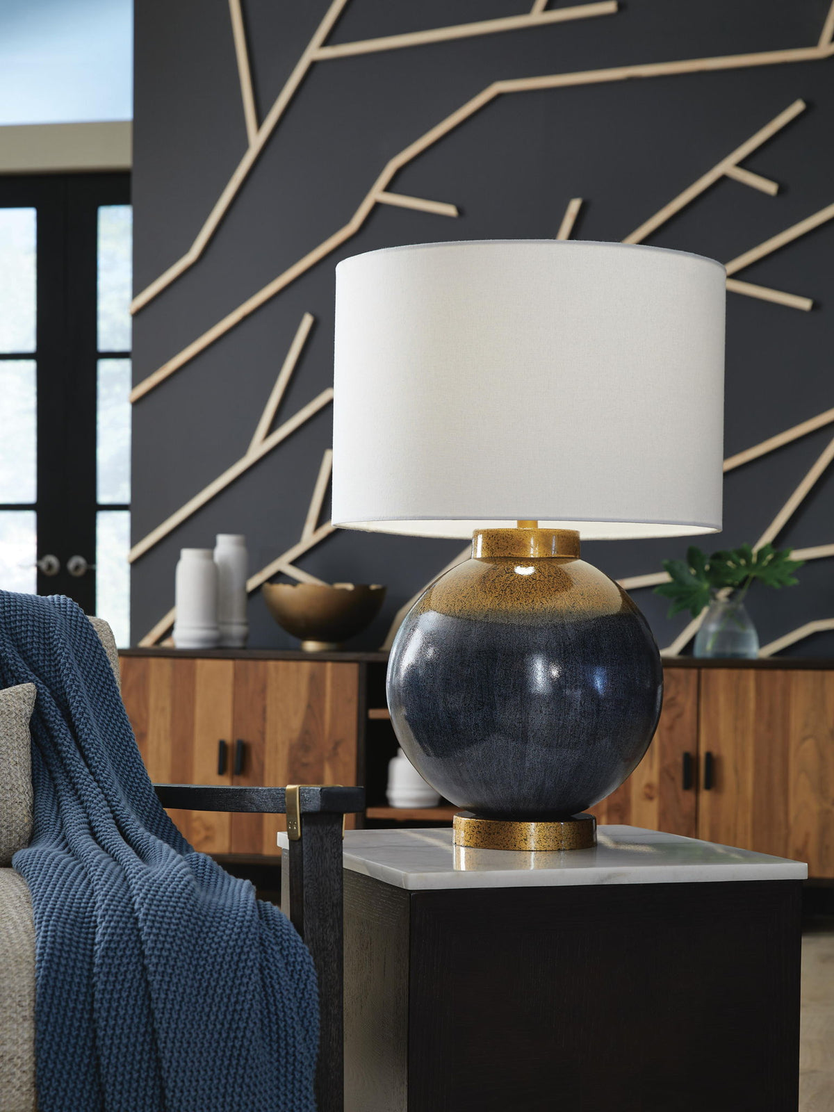 Adara - Metal Table Lamp - Blue / Gold Finish — view 2