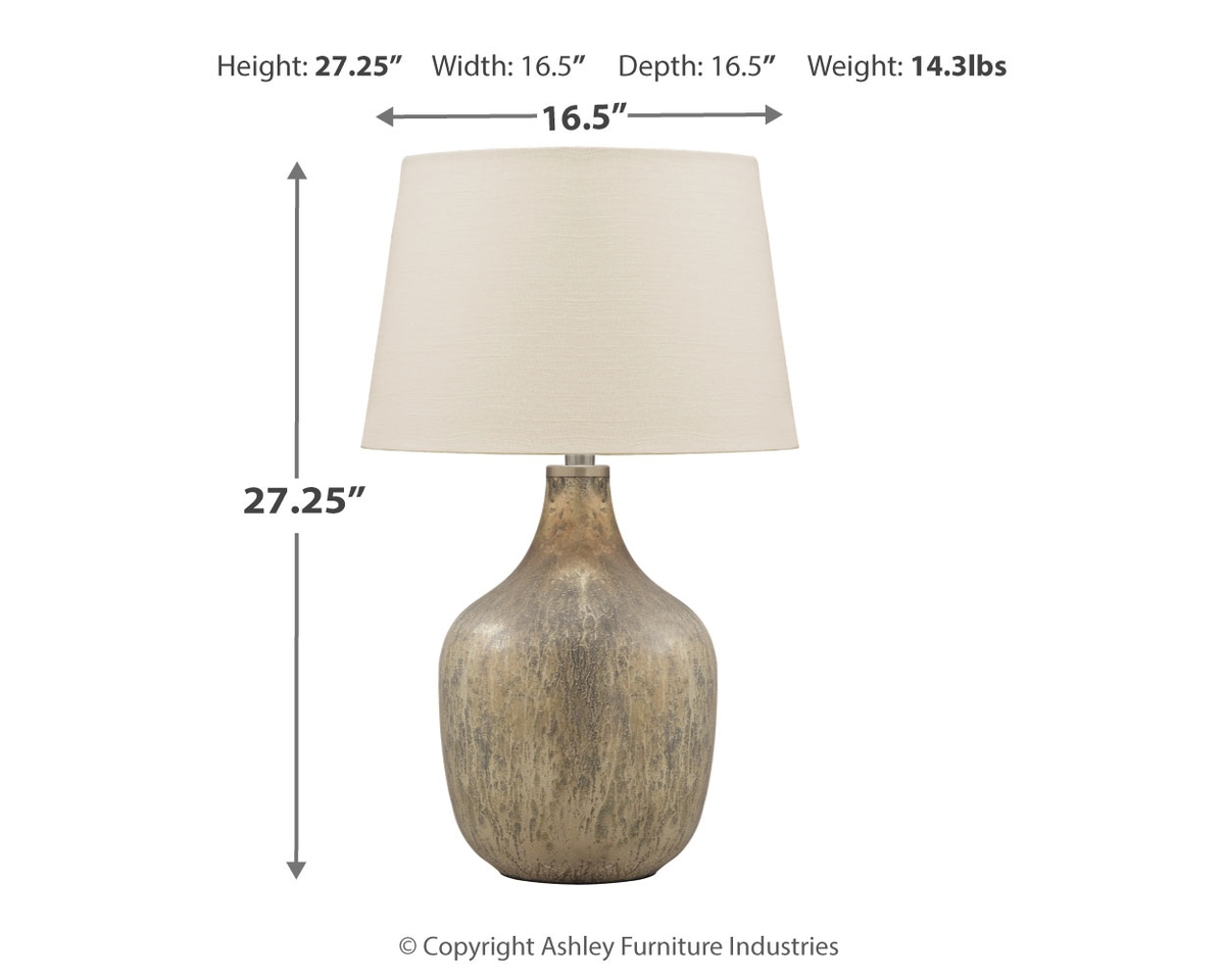 Mari - Glass Table Lamp - Gray / Gold Finish — view 3
