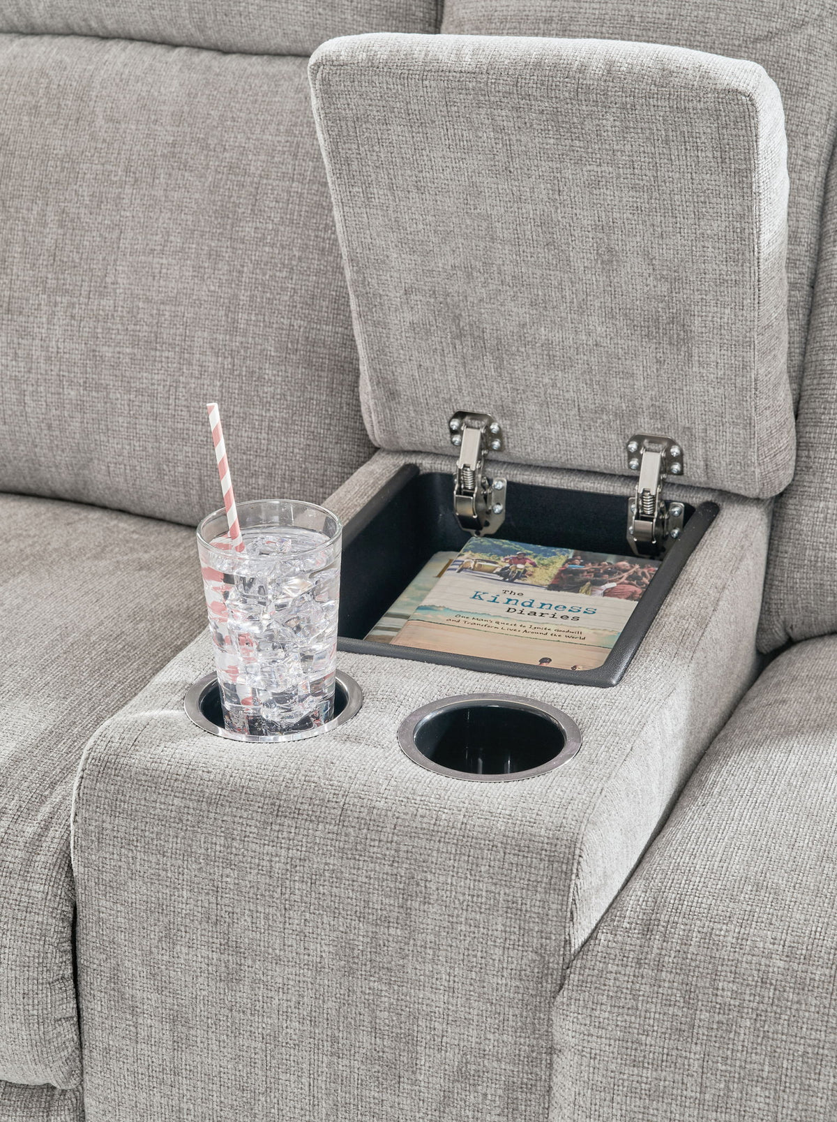 Barnsana - Dbl Power Reclining Loveseat with Console - Ash — view 8