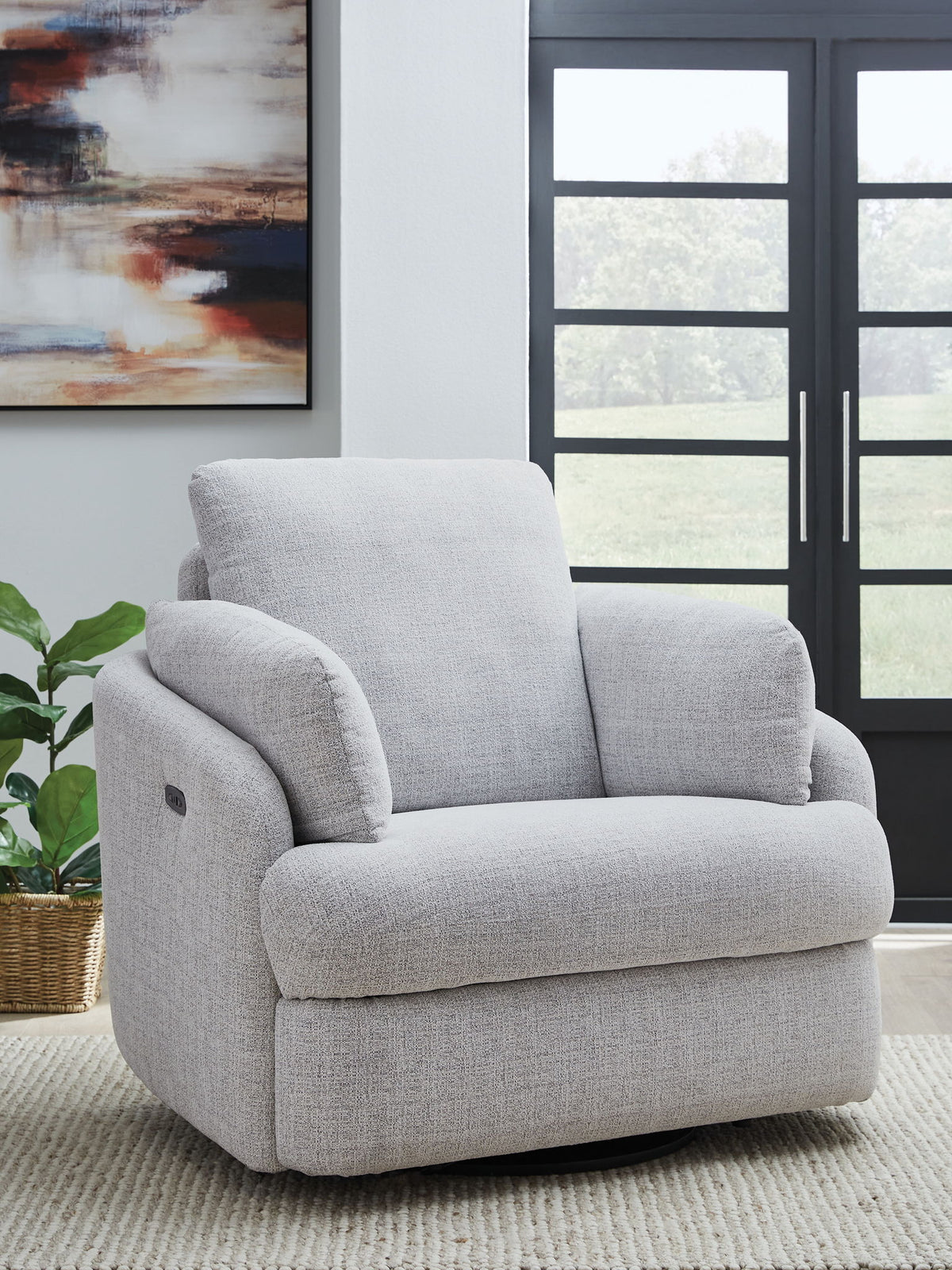 Alainmont Next-Gen Nuvella - Swivel Power Recliner - Stone — view 2