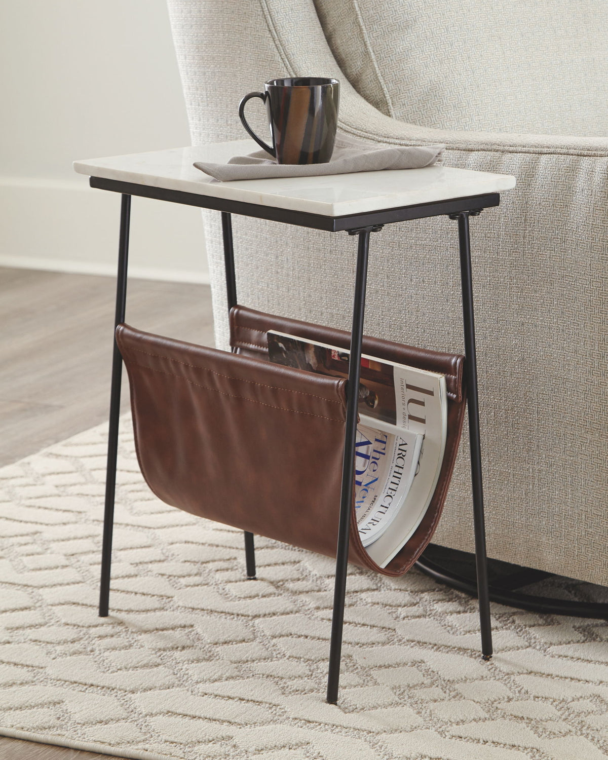 Etanbury - Accent Table - Brown / Black / White — view 2