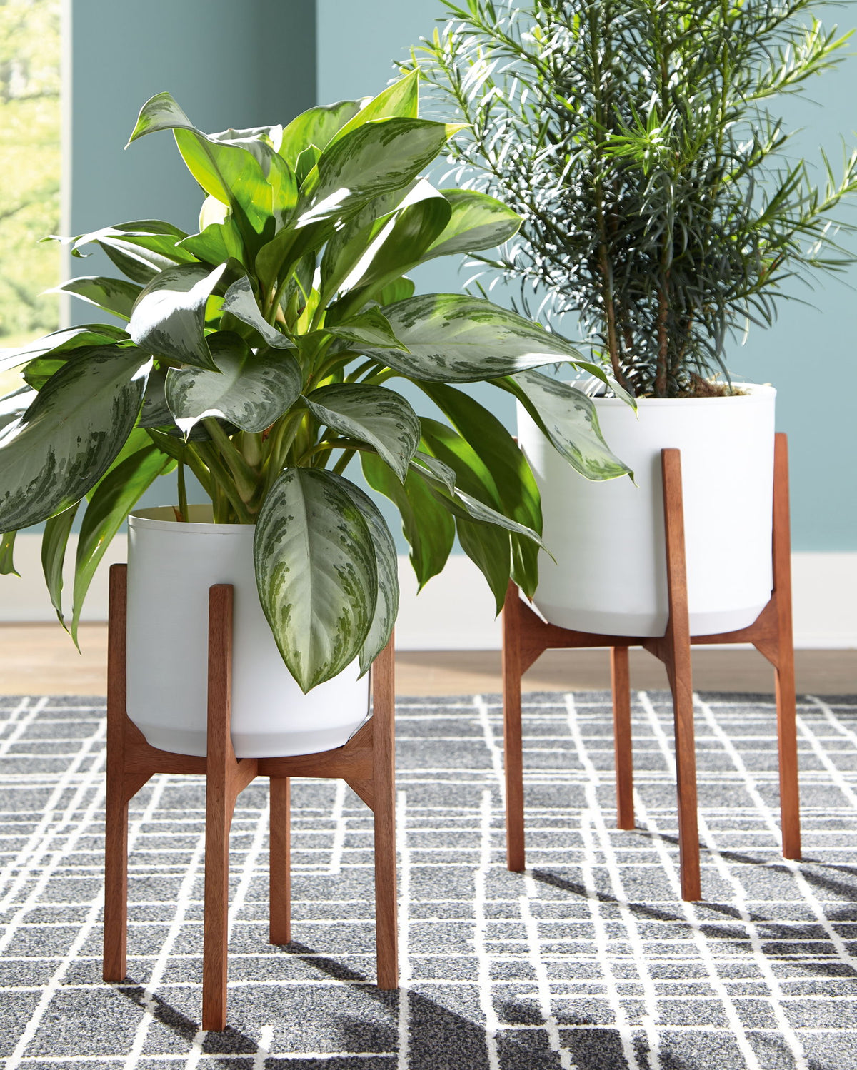Dorcey - Planter Set (Set of 2) - White / Brown โ view 2