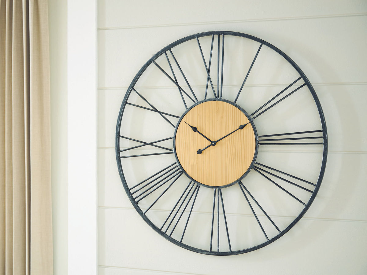 Brockett - Wall Clock - Black / Natural — view 2