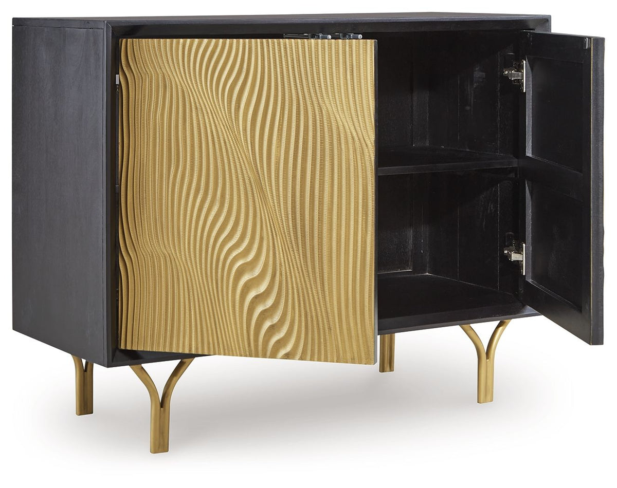 Tayner - Accent Cabinet - Black / Gold Finish — view 3