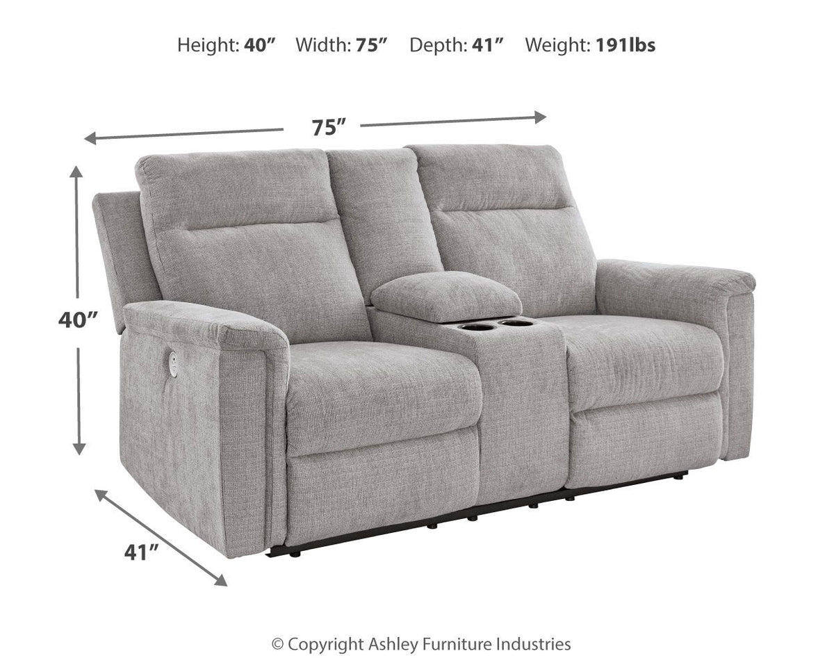 Barnsana - Dbl Power Reclining Loveseat with Console - Ash — view 4