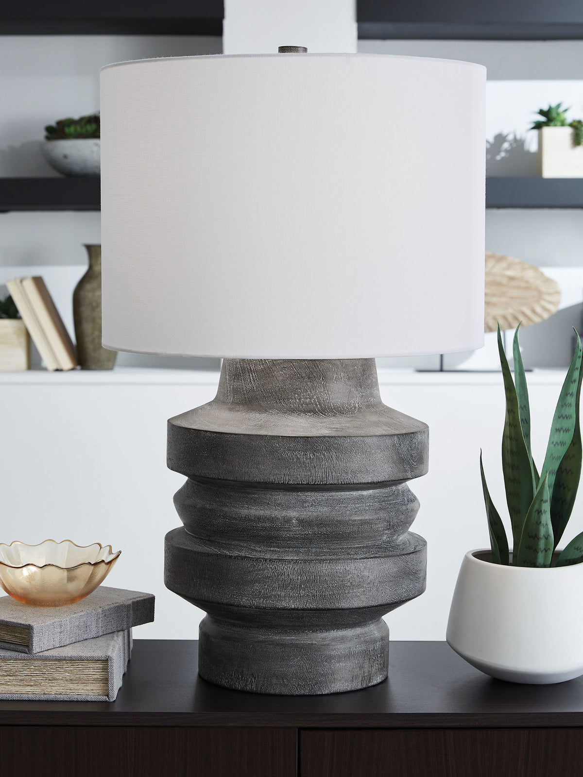 Wahida - Poly Table Lamp - Distressed Black — view 2