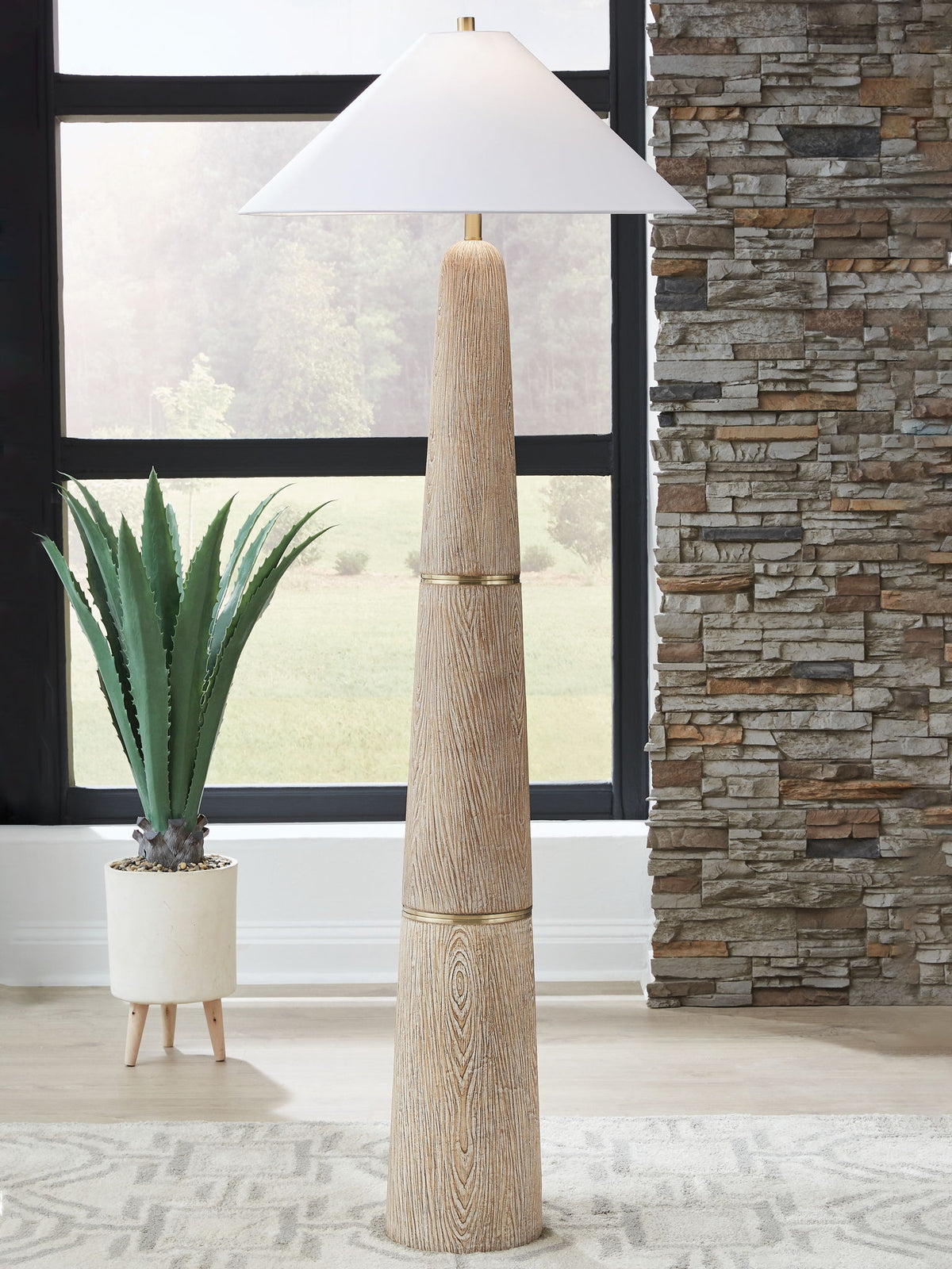 Gasparleigh - Poly Floor Lamp - Brown / Gold Finish โ view 2