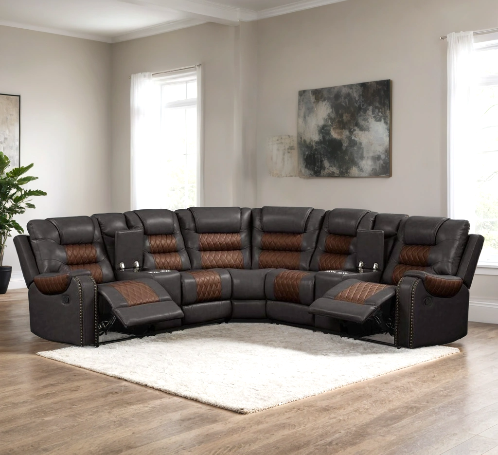 Jordon3 Reclining Sectional — 2 Recliners & Storage Consoles