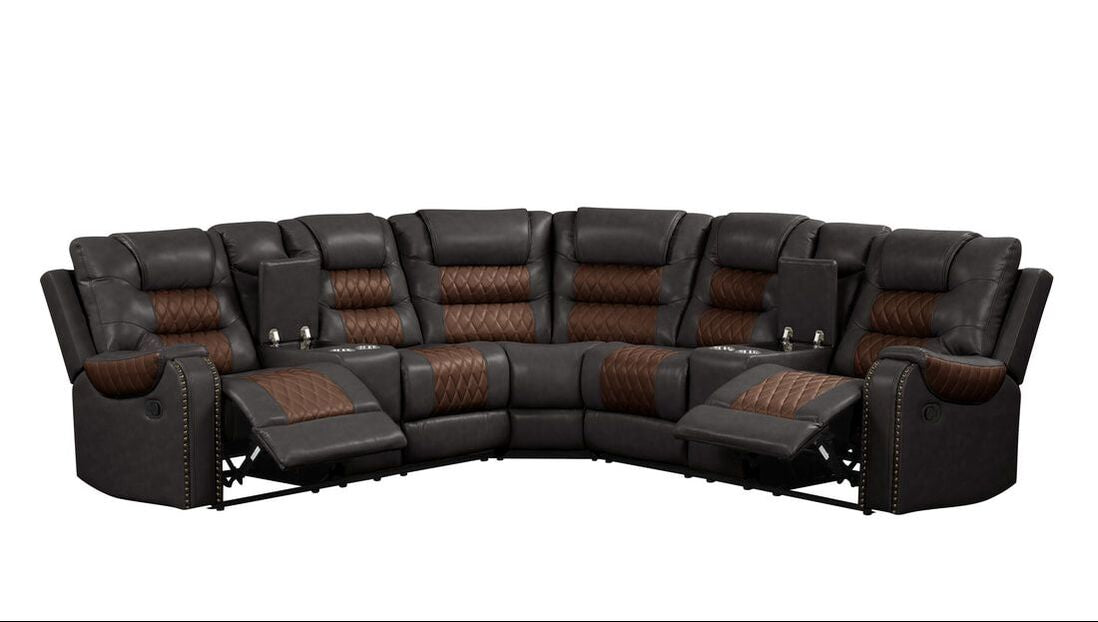Jordon3 Reclining Sectional — 2 Recliners & Storage Consoles