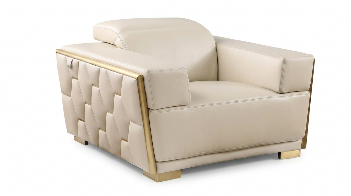 Hexor Beige Italian Leather Living Room Set