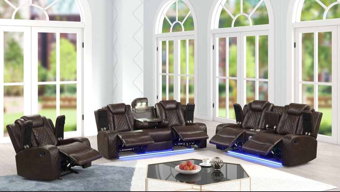 Luz 3PC Reclining Set — Drop-Down Table & Bluetooth Speaker, 4 Colors