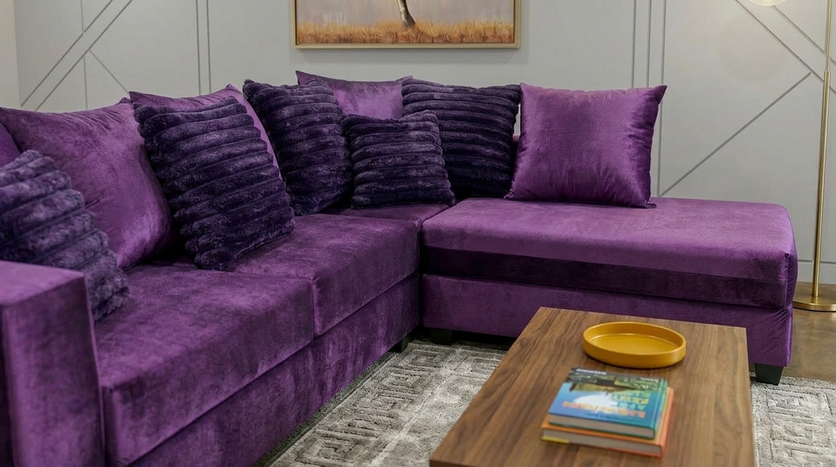 Kora Purple Fabric Sectional