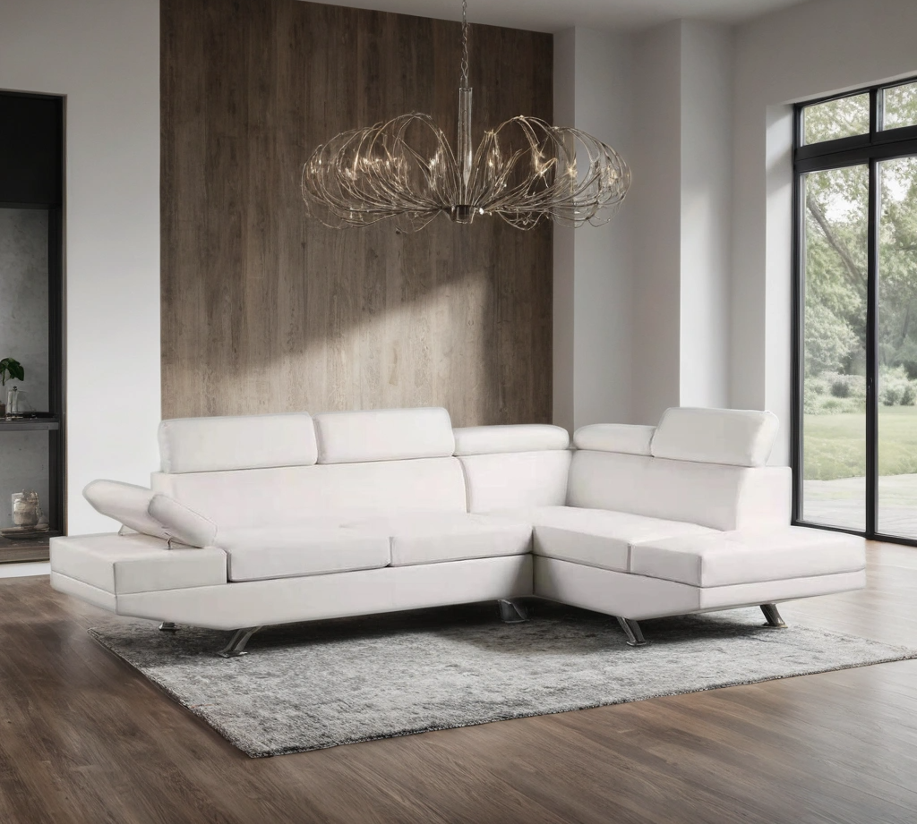 Moderno Sectional — Adjustable Headrests & Chrome Legs