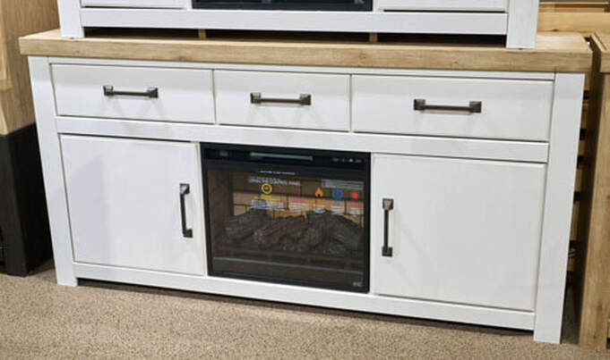 W4615-268 Two-Tone TV Stand — Optional Fireplace, 72"L