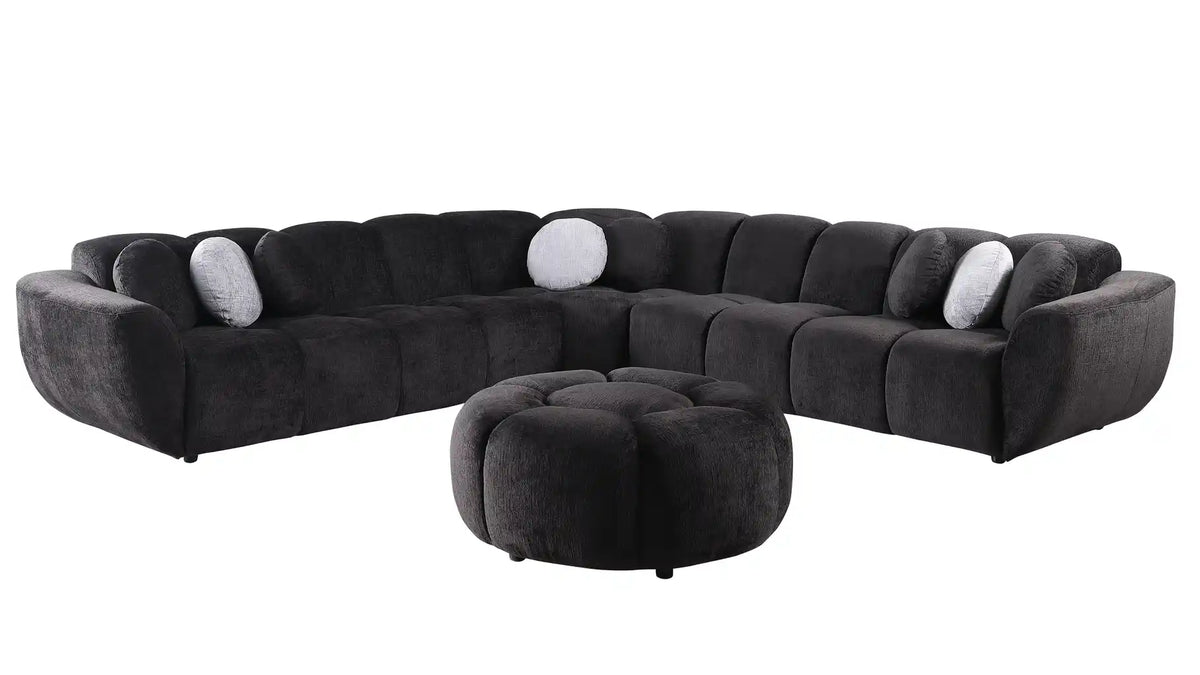 Rose Fabric Sectional — Accent Pillows Included
