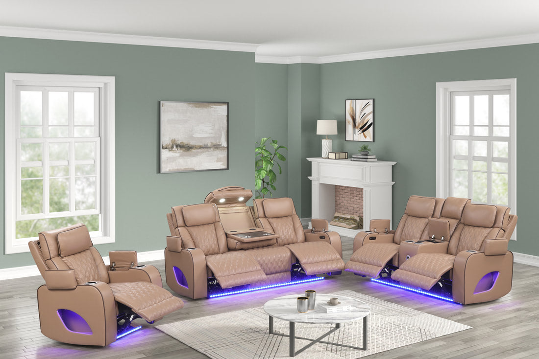 Rivera 3PC Power Reclining Set — LED Lighting & Wireless Charging