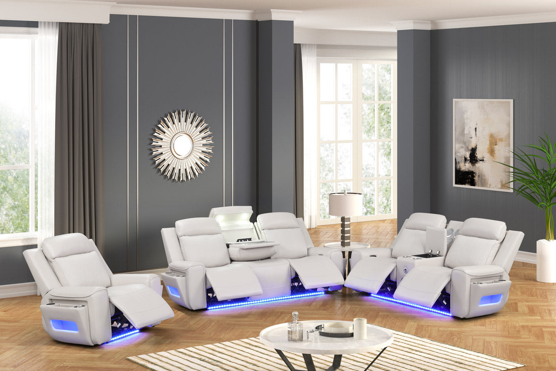Rolls Royce Power Reclining Set — Drop-Down Table & LED Lighting