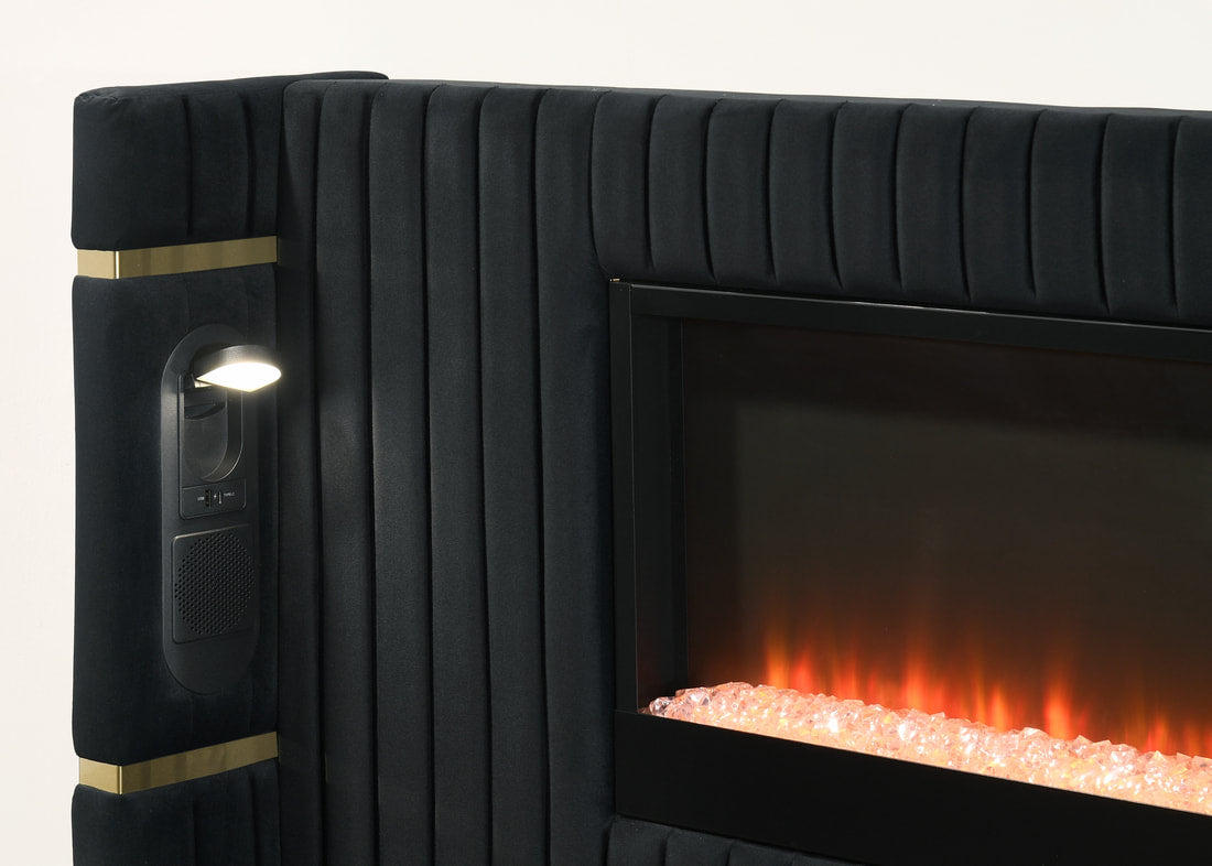 Romance2 Platform Bed — Fireplace Display & Bluetooth Headboard