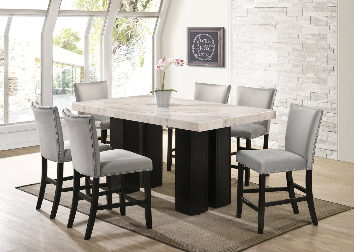 Finley Counter Height Table & 6 Chairs — Genuine Marble Top