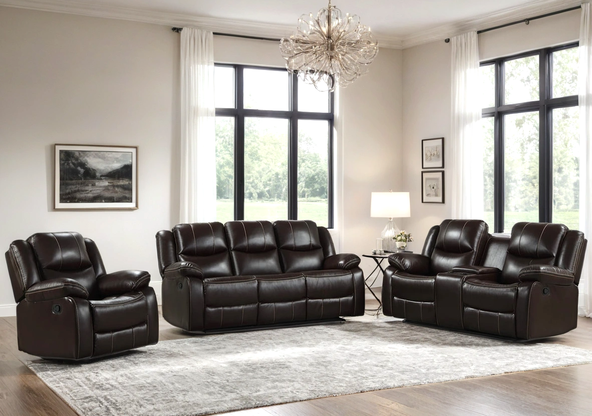 Carter 3PC Reclining Set — Drop-Down Table & Glider Recliner