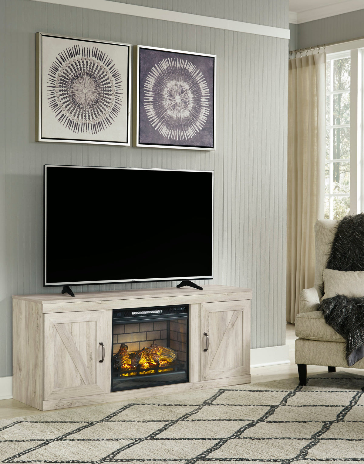 EW0331-268 TV Stand — 60-Inch with Optional Fireplace