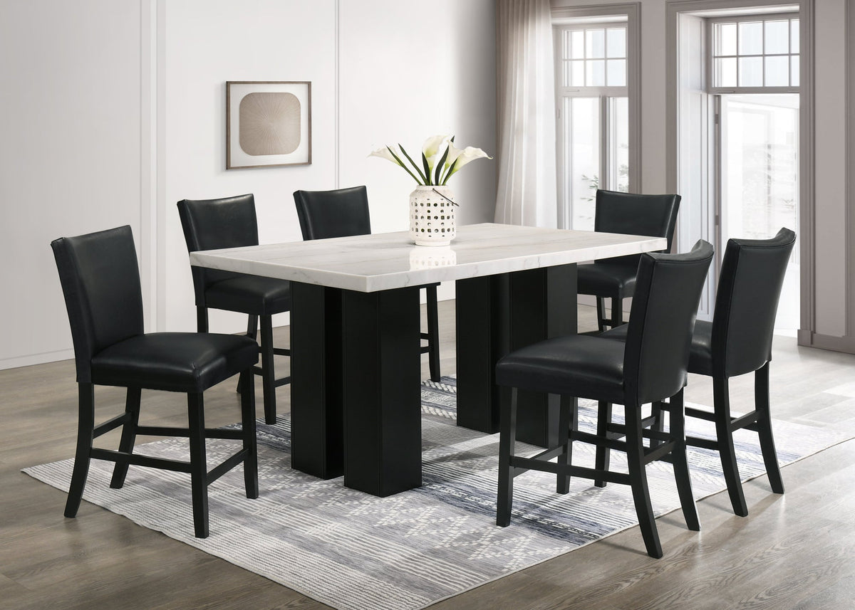 Finley Genuine Marble Counter Height Dining Set — Table & 6 Chairs