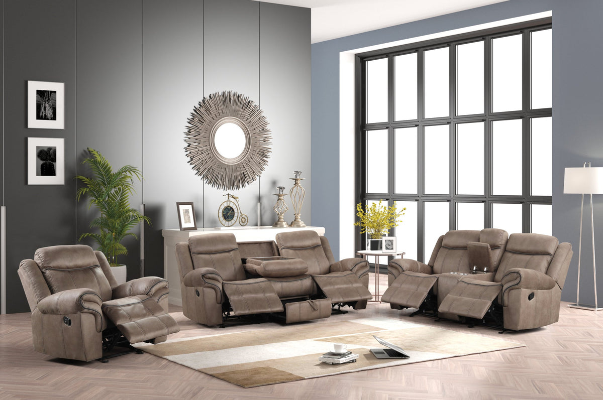 Andres 3PC Reclining Living Room Set — Drop-Down Table & USB Charging