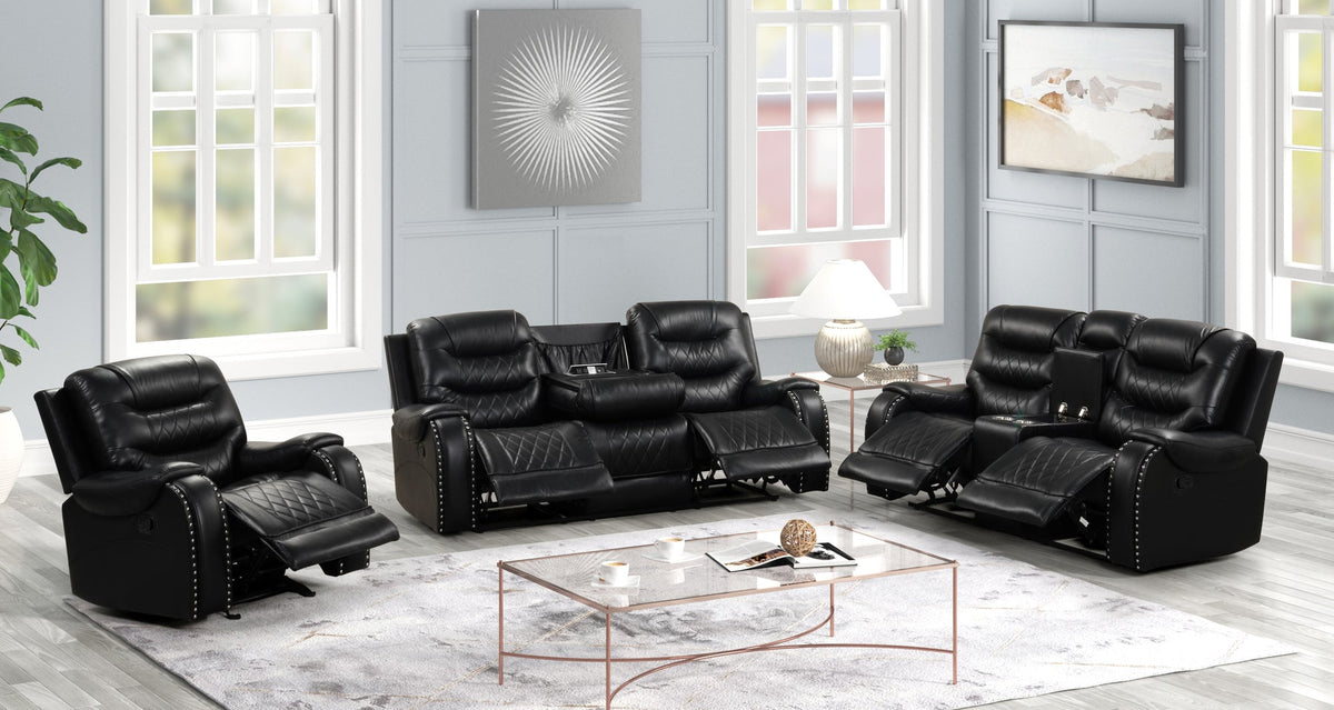 Ashley2001 Oversized 3PC Reclining Set — Drop-Down Table & USB Charging