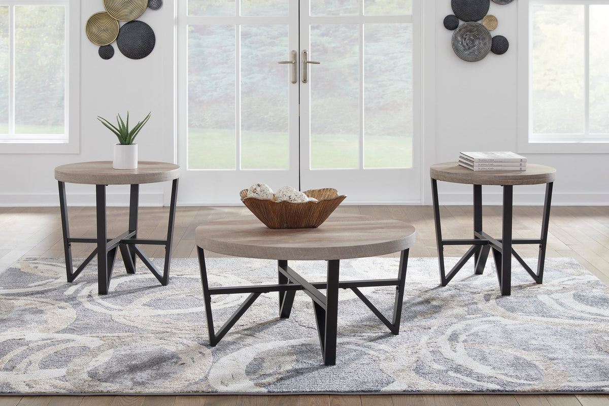 Ashley T235-13 Occasional Table Set — Round Cocktail & End Tables