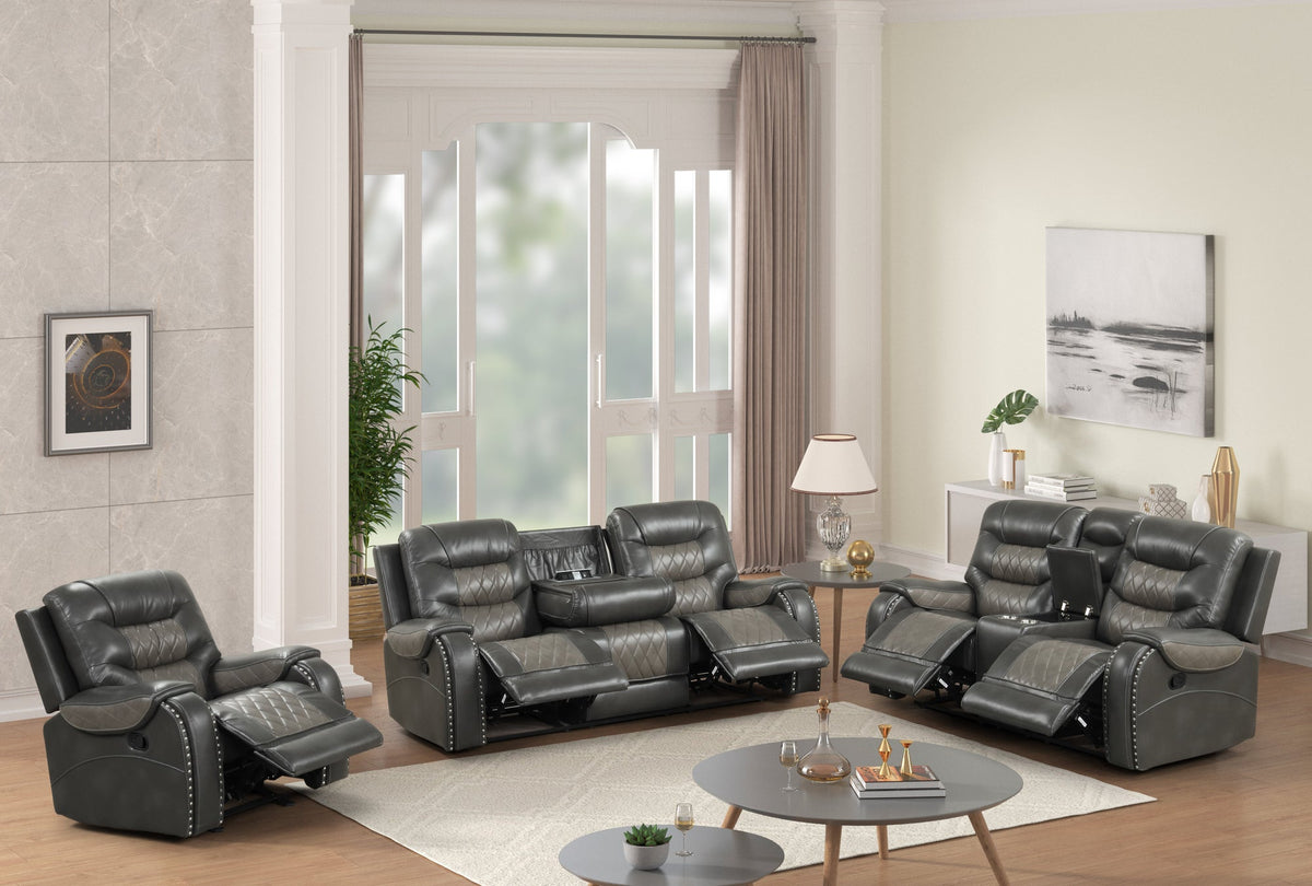 Ashley1003 Oversized 3PC Reclining Set — Drop-Down Table & USB Charging