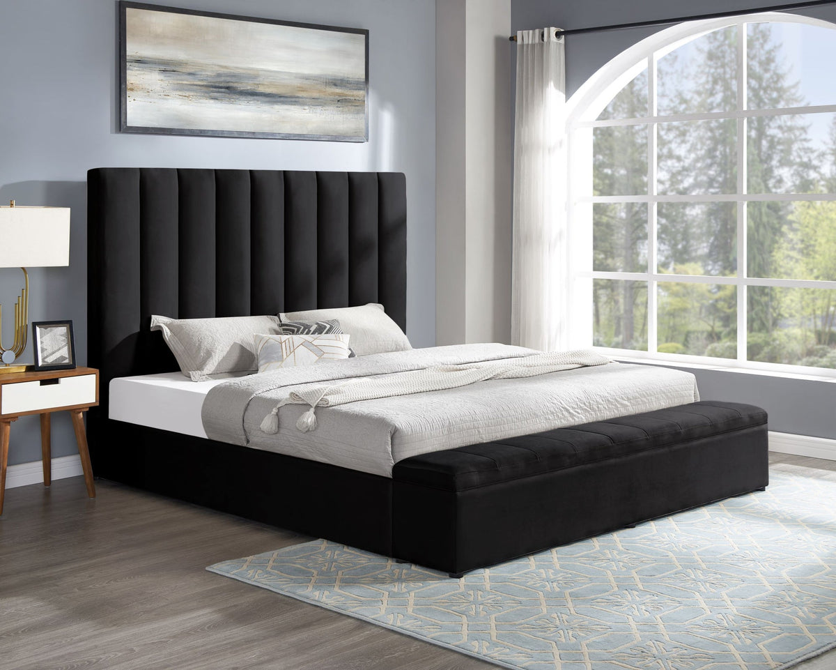 Valencia Upholstered Platform Bed — Storage Footboard
