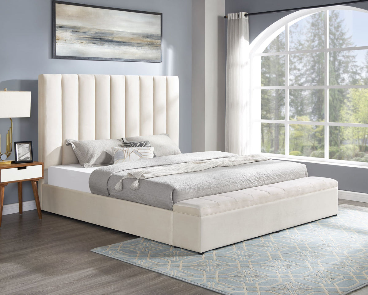 Valencia Upholstered Platform Bed — Storage Footboard