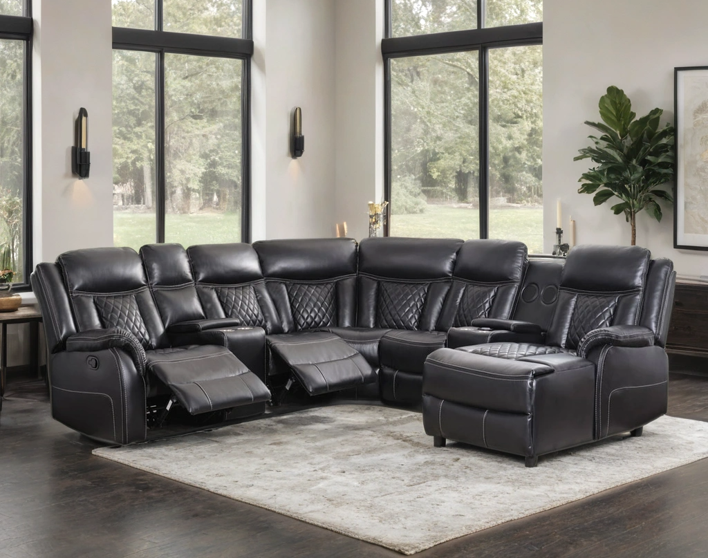 Champion Black Reclining Sectional