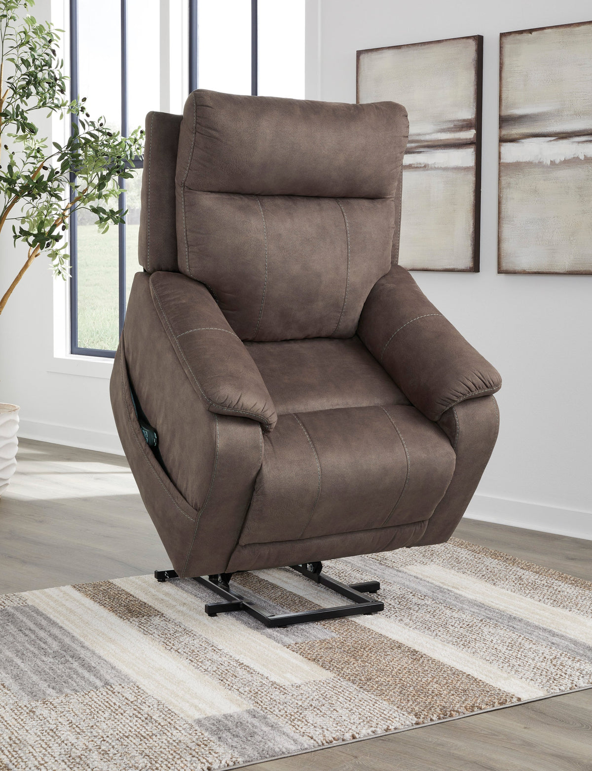 Ashley 1350412 Faux Leather Power Lift Recliner — Heat & Massage
