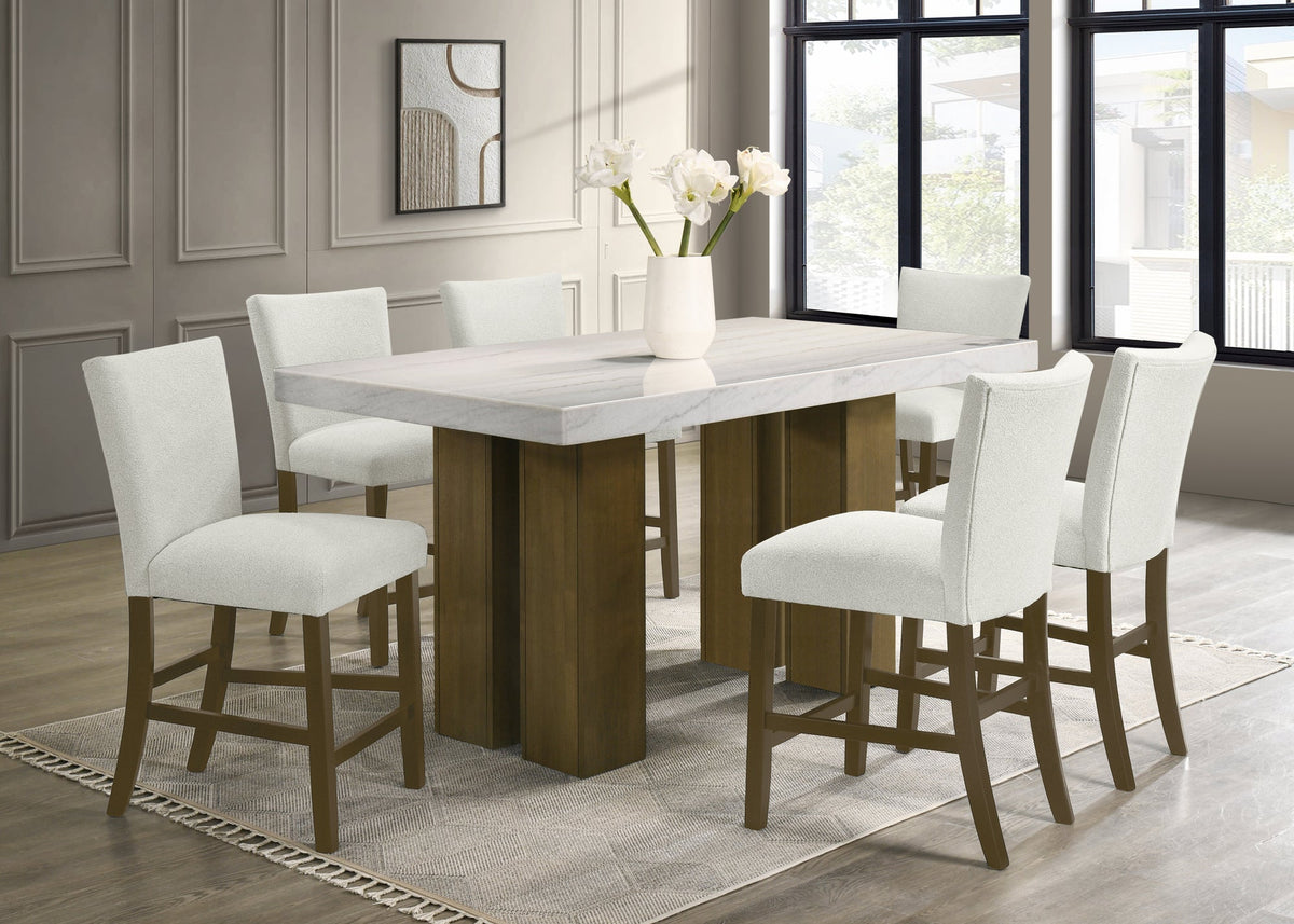 Capri20 Genuine Marble Counter Height Dining Set — Table & 6 Chairs