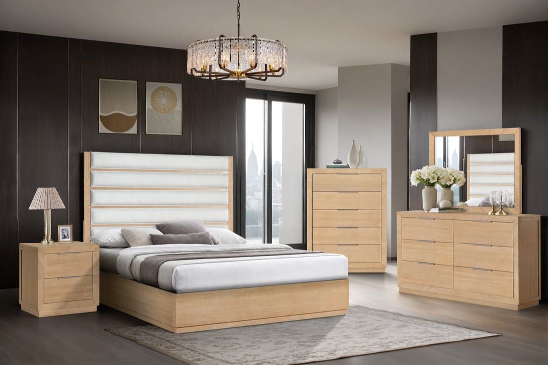 Oslo Boucle Bedroom Set — 4-Piece or 5-Piece, Queen & King