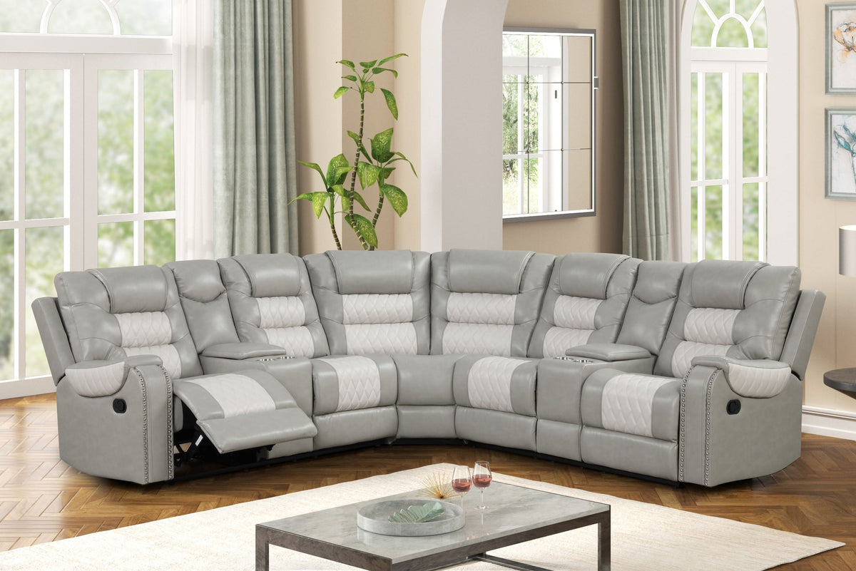 Jordon1 Reclining Sectional — 2 Recliners & Storage Consoles