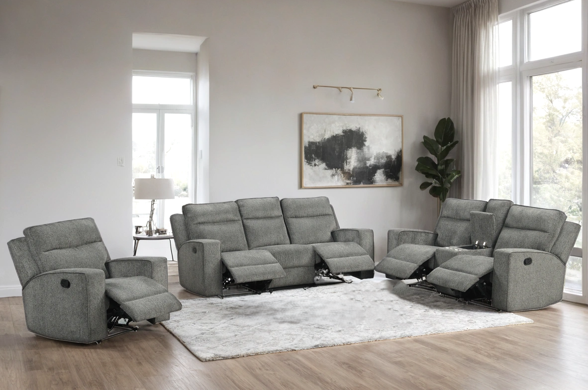 Hudson 3PC Reclining Set — Drop-Down Table & Cup Holders