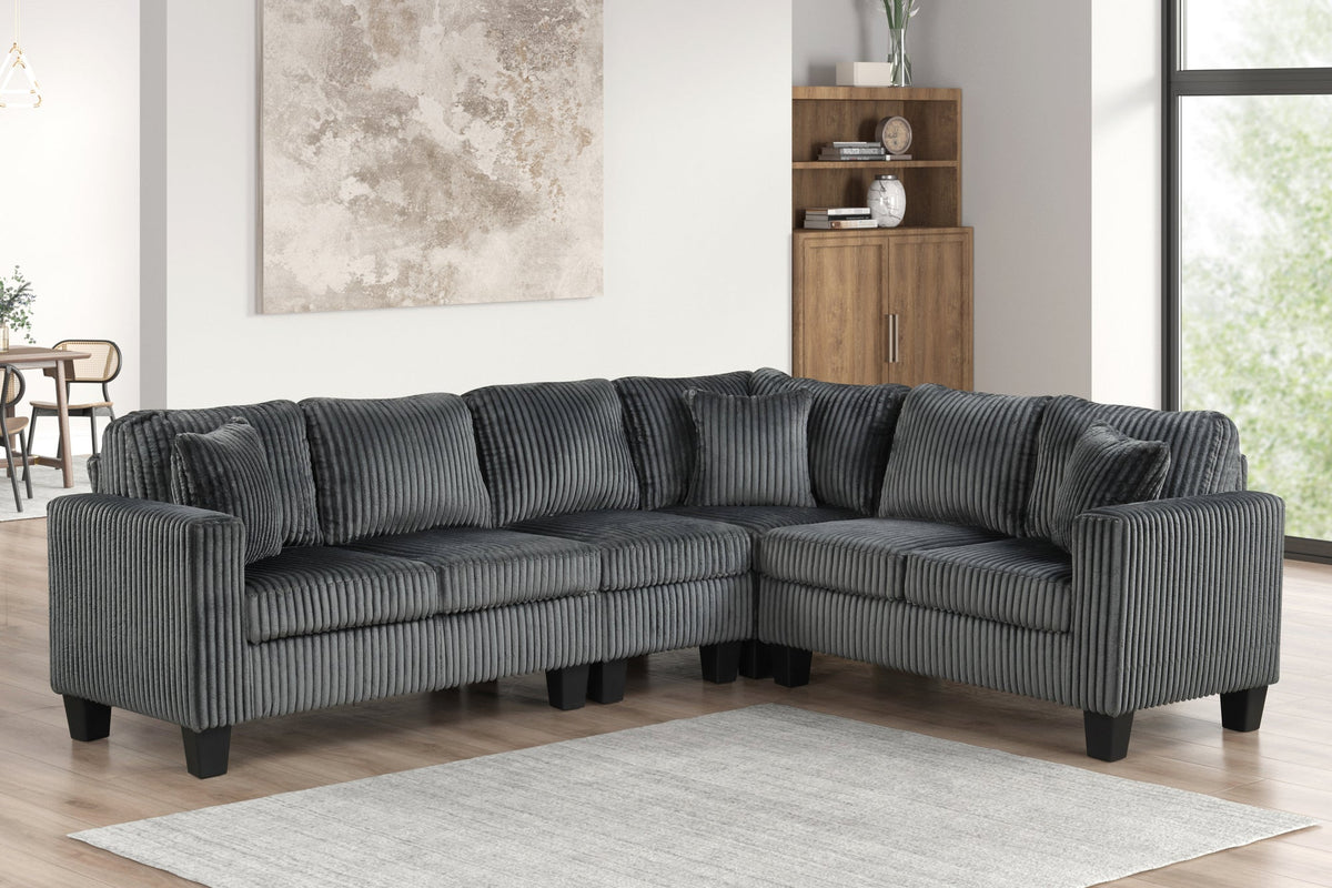 Logan2 Charcoal Reversible Sectional — Chaise Fits Either Side