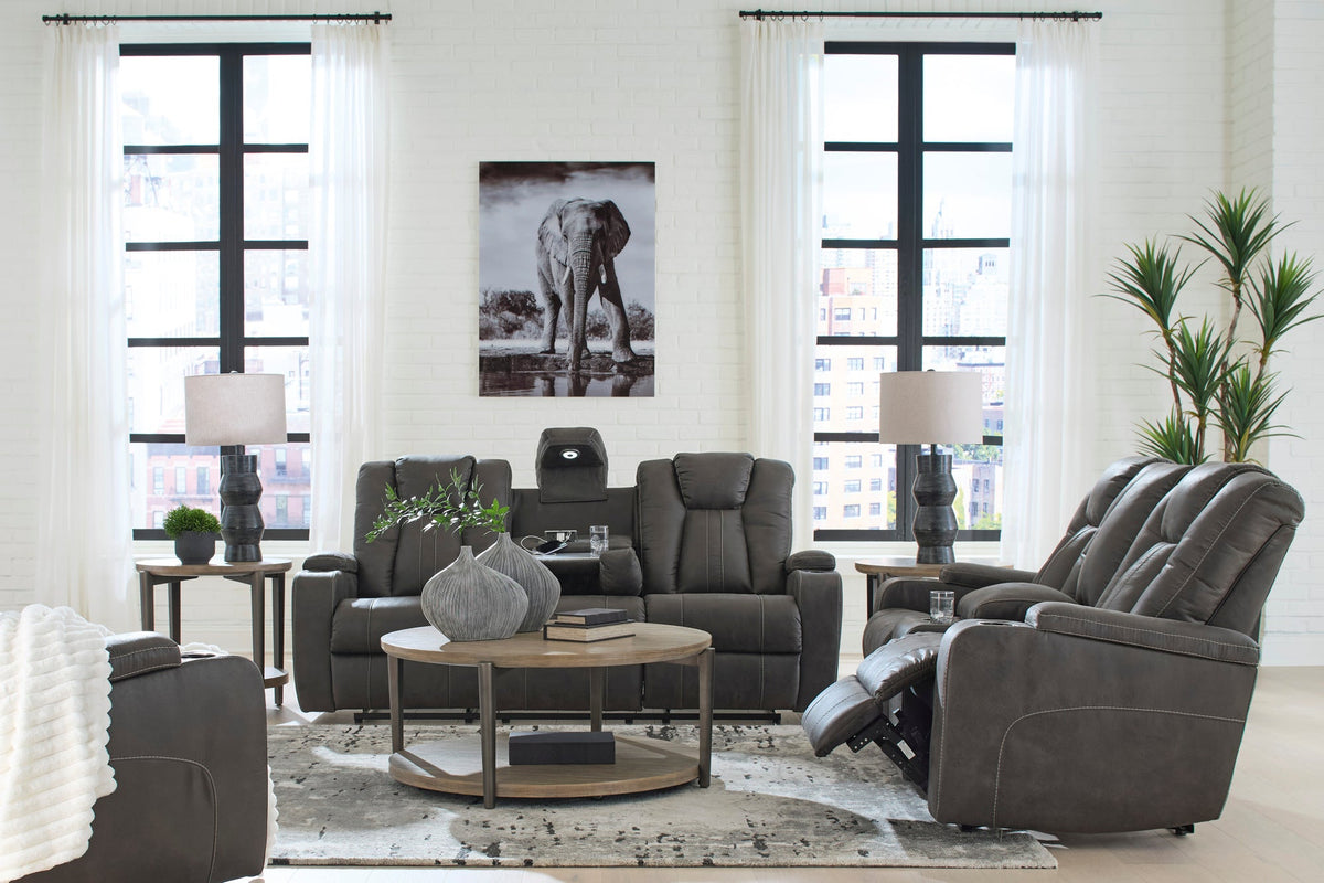 Ashley 346-04 Reclining Set — Wireless Charging Drop-Down Table