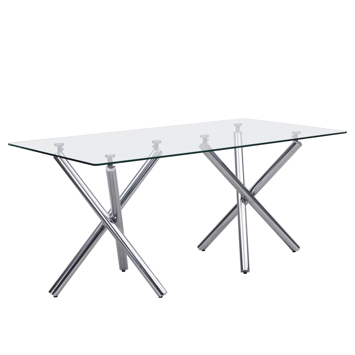 D201 Glass-Top Dining Set — Table & 6 Chairs