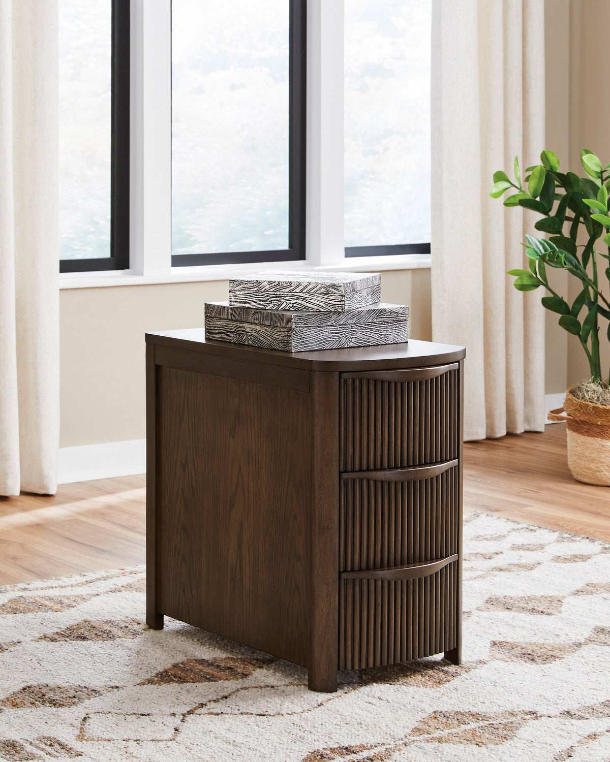 Ashley T208-217 Brown End Table — USB-A & USB-C Charging