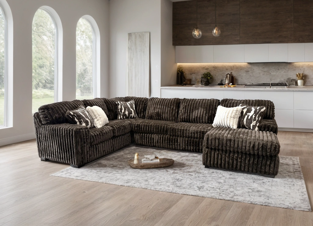 9800 Chocolate Sectional — Chaise Included